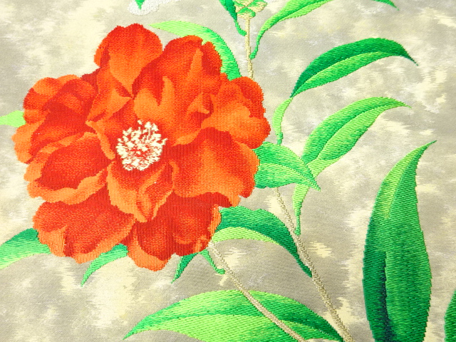 アンティーク　枝花模様織り出し名古屋帯